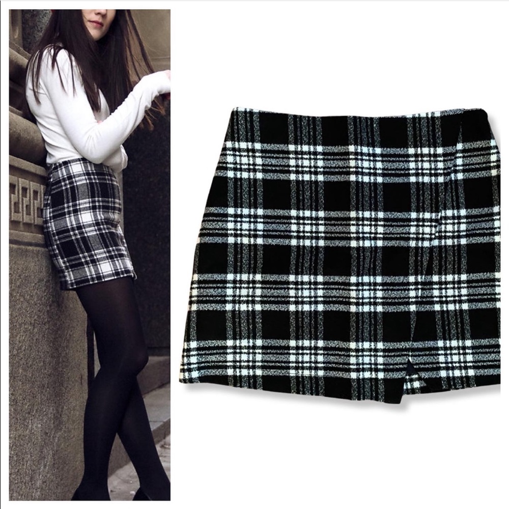 Abercrombie and Fitch plaid faux wrap skirt